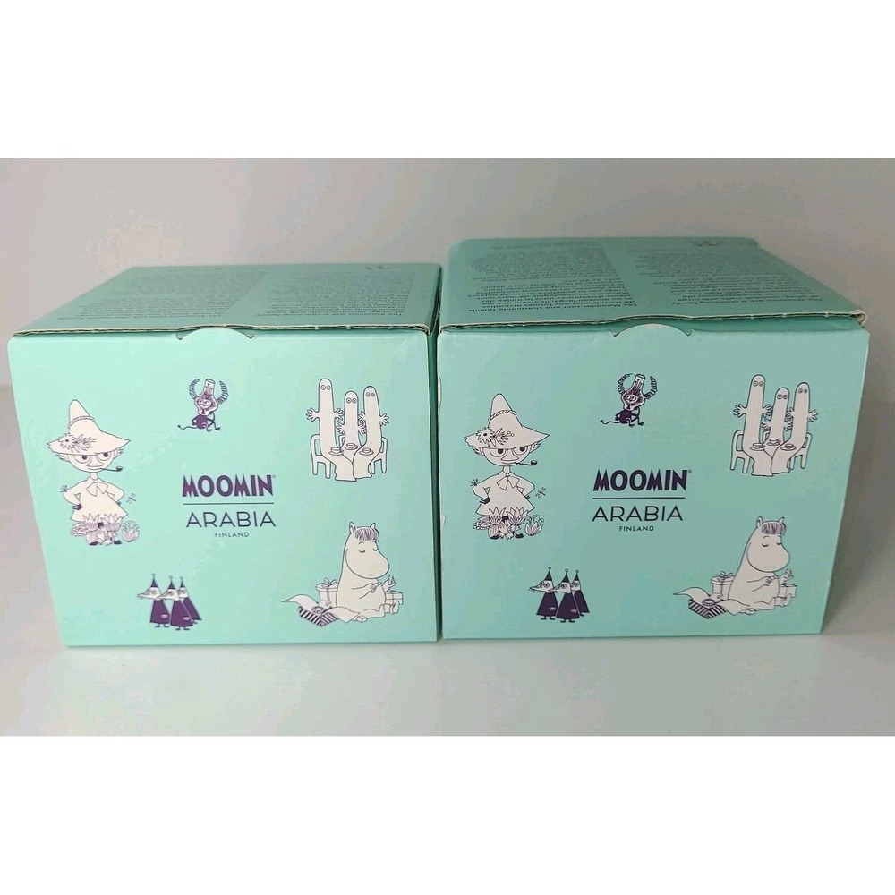 New Moomin Arabia Finland Mug Set Little My & Snorkmaiden Pink Purple With Boxes - Picture 4 of 7